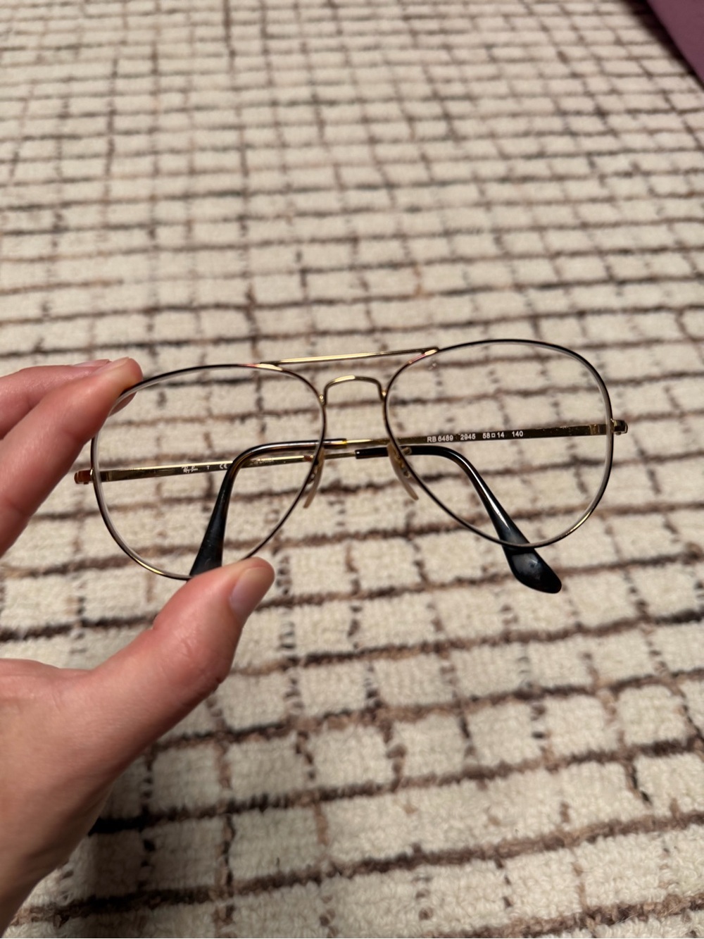 Ray-Ban Gold Aviator Glasses with Black Temples